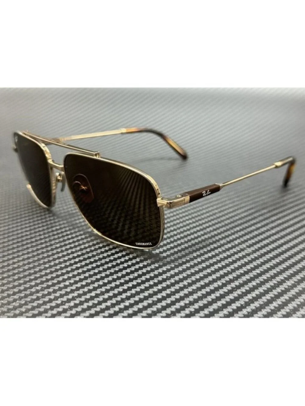 New Ray Ban Men Shiny Light Brown Sunglasses 59-15-145